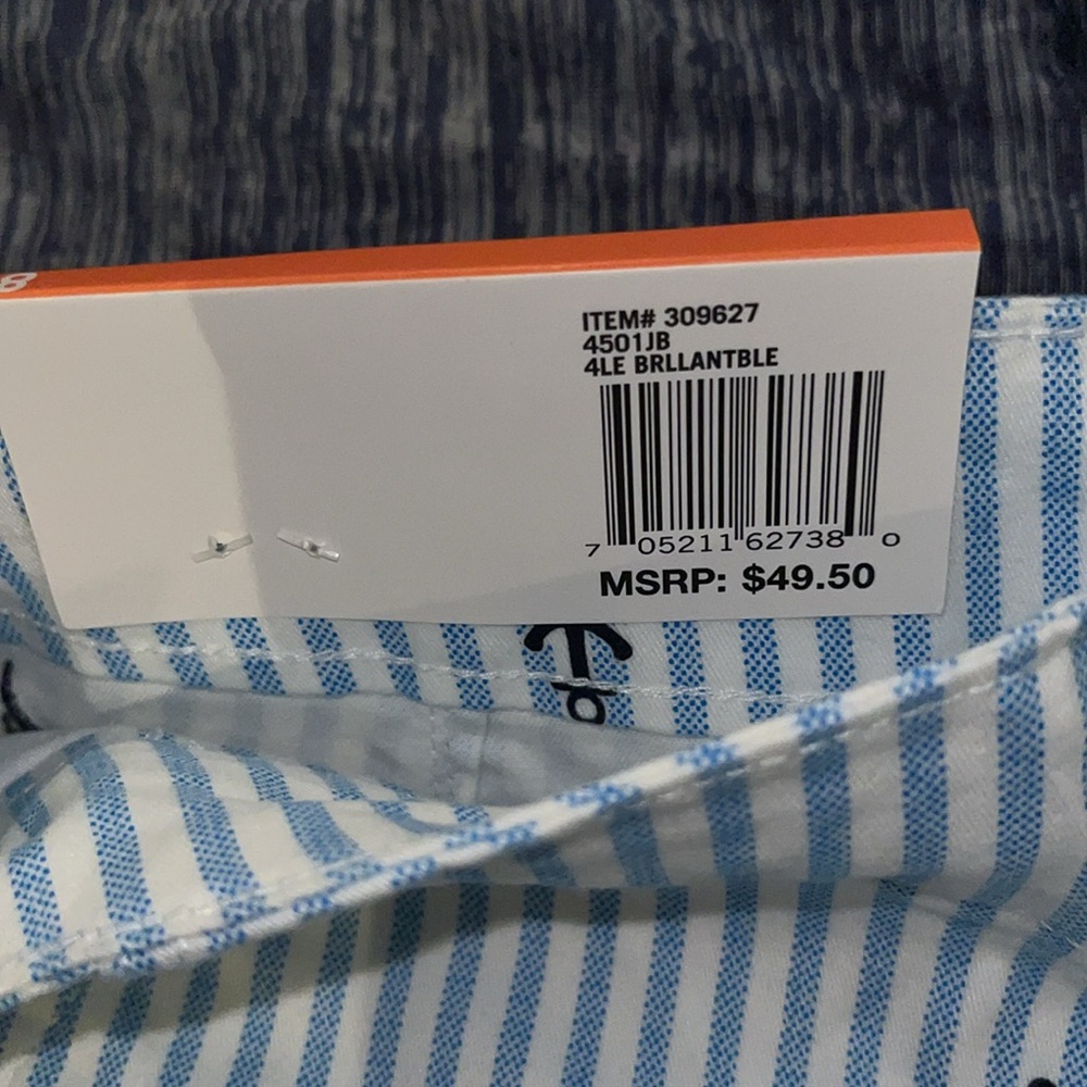 Nautica size 8, stretch 12 short blue and white striped with anchors away - Picture 8 of 10